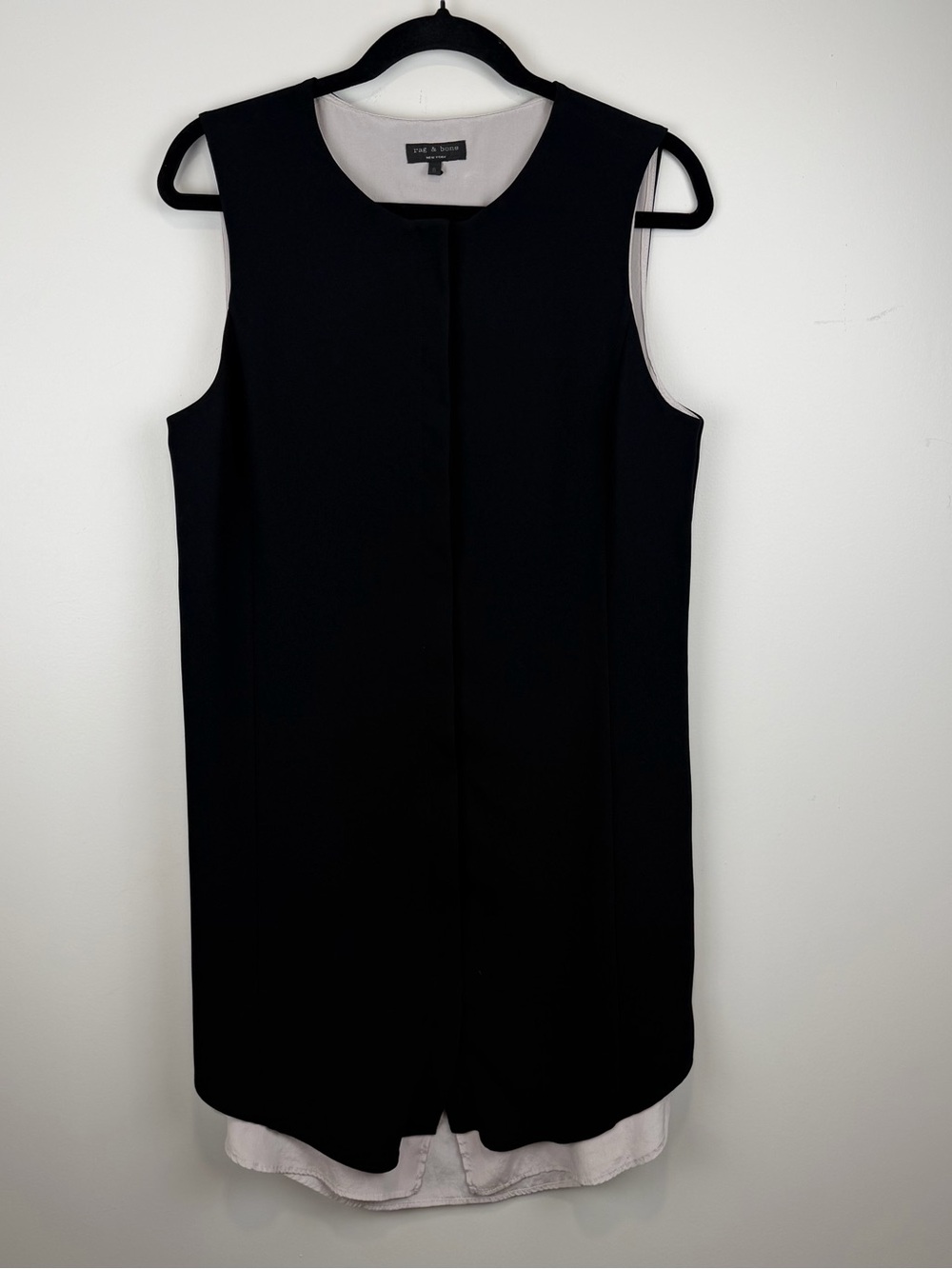 Rag & Bone Women’s Long Tail Silk Shirt Dress Tunic  Buttoned Front  Black Sz 8